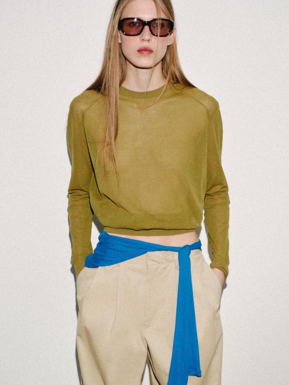 Zara Knit Sweater in Olive Green Size Small NWT